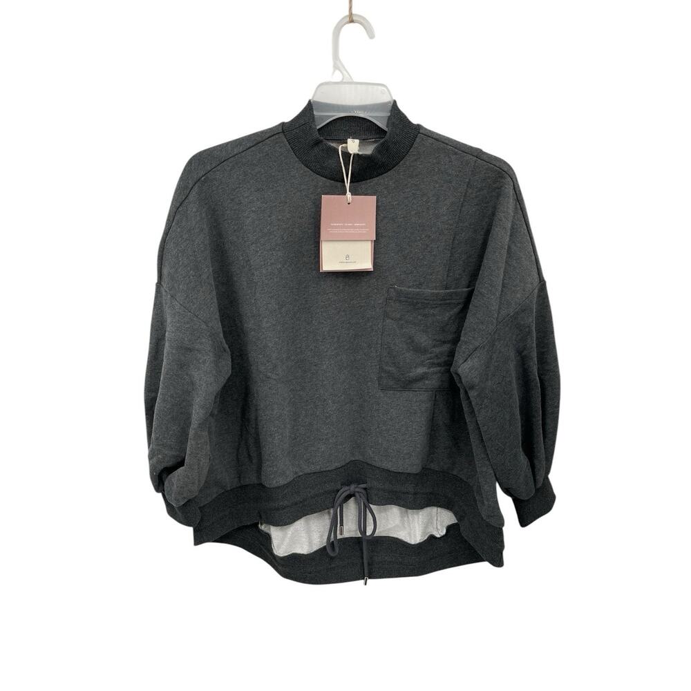 NWT Nap Loungewear Drawstring Hem Cotton Sweatshirt Gray Size XS